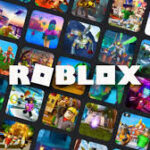 Roblox screenshot showing players exploring colorful virtual worlds and playing games together.