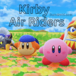 Kirby Air Riders gameplay showing airborne racing on Nintendo Switch 2.