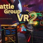 BattleGroupVR2 PC gameplay showing VR space combat and fleet command interface.