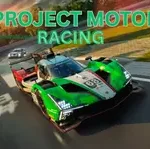 Project Motor Racing PC gameplay showing realistic car physics, laser-scanned track, and high-quality racing environment