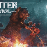 Winter Survival PC and Mobile Game gameplay showing player surviving in snowy environment with crafting building and wildlife threats