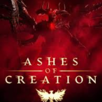 Ashes of Creation PC gameplay showing a player exploring a fantasy open world with cities and battles