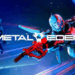 Metal Eden PC sci-fi shooter showing an android warrior fighting robots inside a futuristic cyberpunk city.