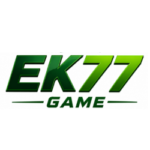 EK77 Game green logo with crown bold text and APKs01.com branding on white background